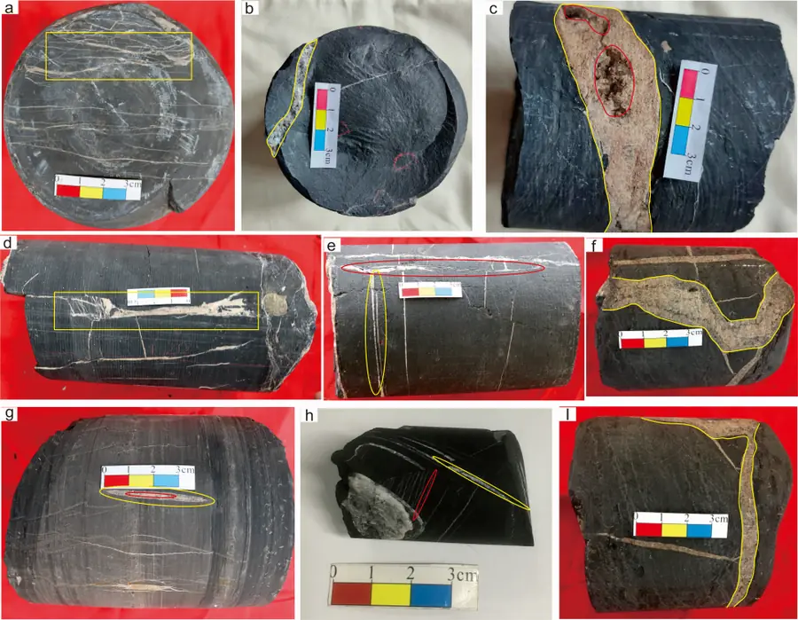 Rock core samples with fracture veins