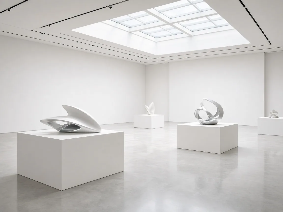 Bright, minimal exhibition hall