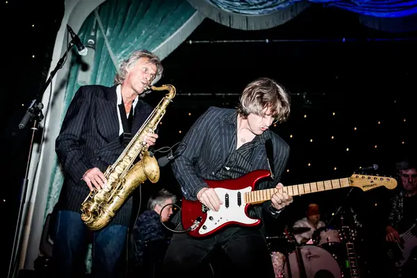 Saxophonist and guitarist performing at the 2014 bis Awards at The Savoy