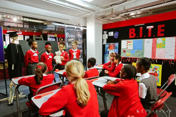 Pupils working in the B.I.T.E. schools area at the British Invention Show 2014