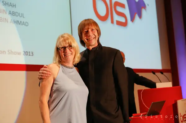 Two winners on stage at the British Invention Awards 2013