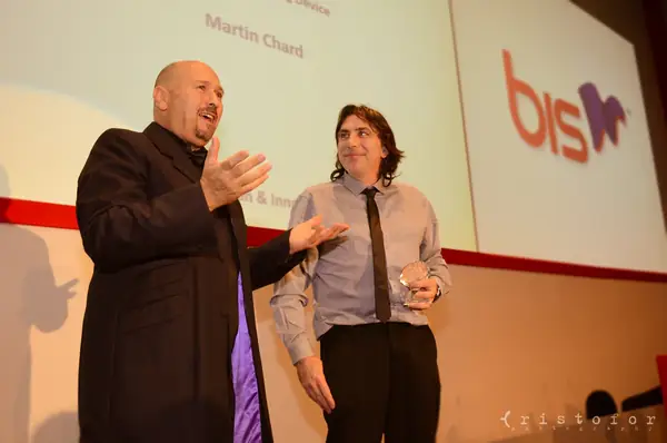 Presenter introducing a winner on stage at the British Invention Awards 2013